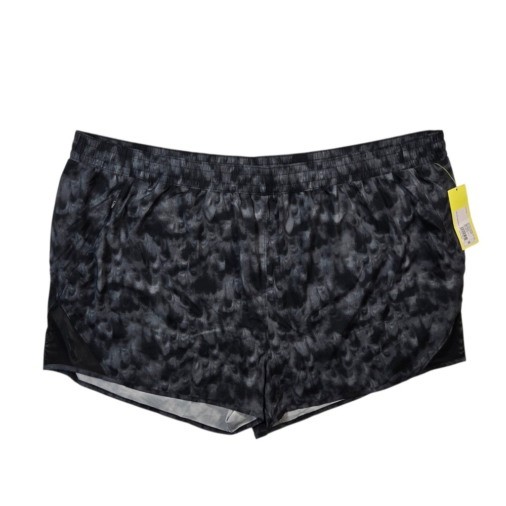 All in Motion NWT Womens 4X Running Shorts Dark Gray Wash Abstract Mesh‎ Pocket